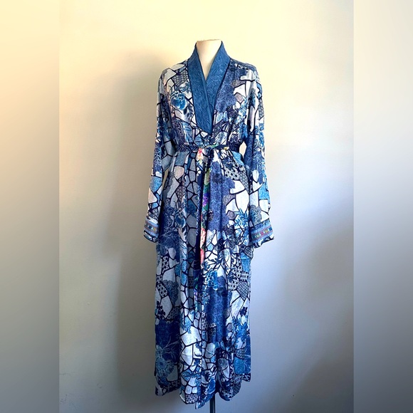 Johnny Was FANNY TOVE Embroidered REVERSIBLE Belted SILK KIMONO Robe sz MED NWT - Picture 5 of 14